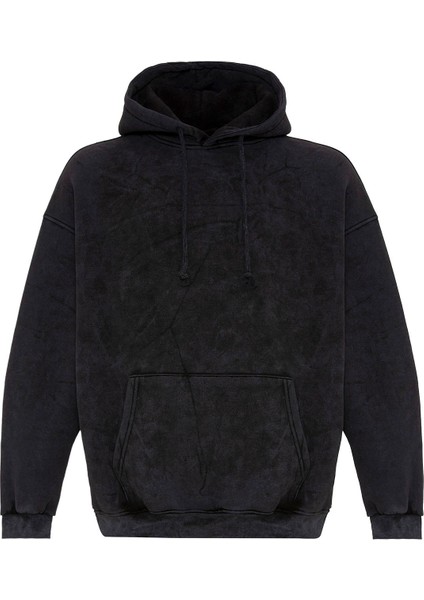 Basıc Yıkamalı Oversıze Sweatshırt Siyah