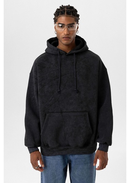 Basıc Yıkamalı Oversıze Sweatshırt Siyah fiyatları