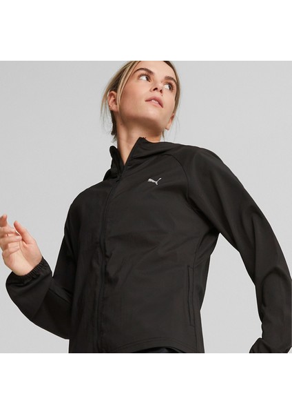 Run Fav Hood Woven Kadın Siyah Kapüşonlu Ceket