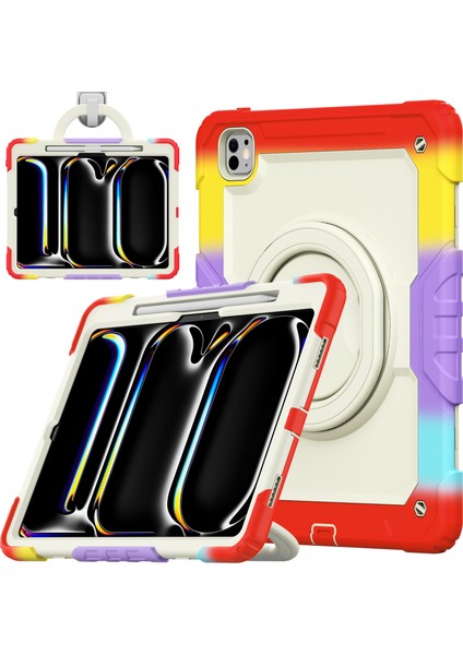 iPad Pro 13 (2024) Case Pc Silikon Askı Camo Tablet Kılıfı (Yurt Dışından)