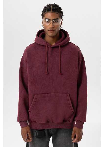 Basıc Yıkamalı Oversıze Sweatshırt Bordo fiyatları
