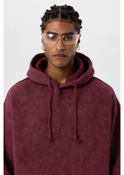 Basıc Yıkamalı Oversıze Sweatshırt Bordo fırsatları