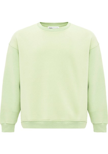 Basıc Oversıze Bisiklet Yaka Sweatshırt Mint