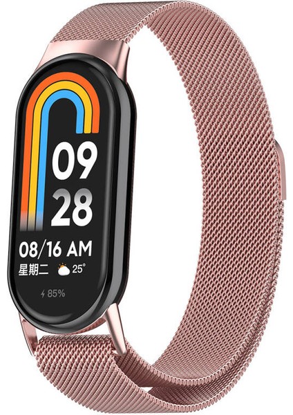 Xiaomi Smart Band 8 Ile Uyumlu Metal Tel-Örgü Işlemeli Kordon