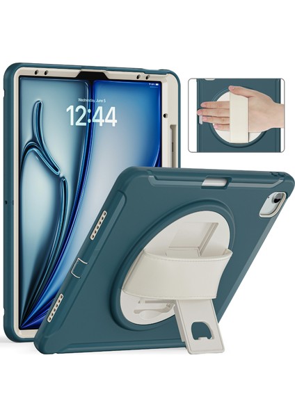 iPad Air 13 (2024) Kickstand Pc Tpu Silikon Kalem Yuvalı Peygamber Çiçeği Tablet Kılıfı (Yurt Dışından)