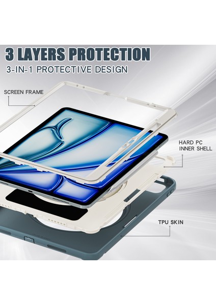 iPad Air 13 (2024) Kickstand Pc Tpu Silikon Kalem Yuvalı Peygamber Çiçeği Tablet Kılıfı (Yurt Dışından) indirimleri