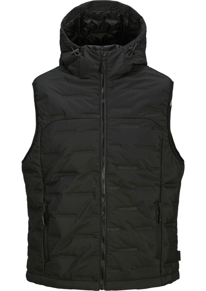 Jack&jones Sonic Bodywarmer Hood Erkek Siyah Kapüşonlu Yelek