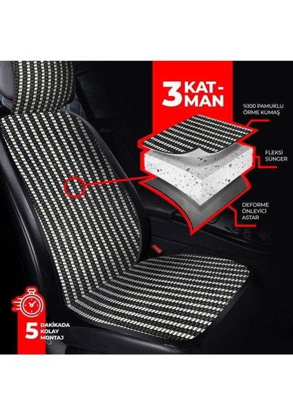 Oto Koltuk Koruyucu Kılıf Füme Universal 2 Parça Ön A+ Kalite