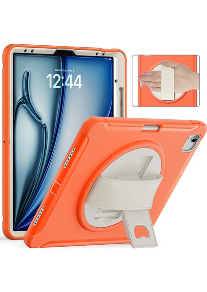 iPad Air 13 (2024) Pc Tpu SilikonKalem Yuvası Mercan Tablet Kılıfı (Yurt Dışından)