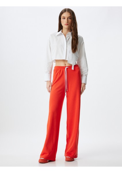 Geniş Paça Eşofman Pantolon Yanları Çizgili Üç Iplik Pamuklu fiyatları