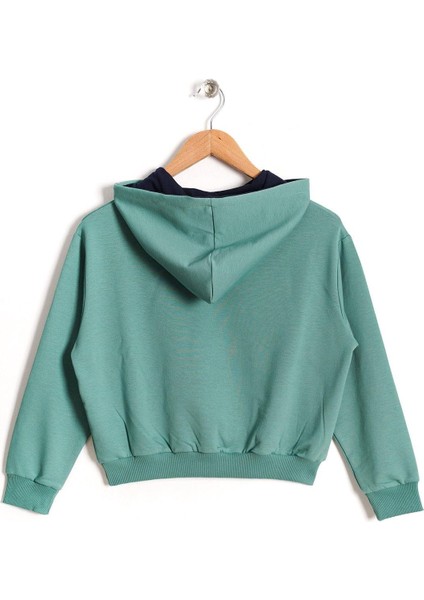 Kapüşonlu Uzun Kol Çağla Yeşil Renk Kız Çocuk Sweatshirt