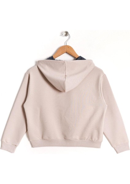 Kapüşonlu Uzun Kol Taş Renk Kız Çocuk Sweatshirt