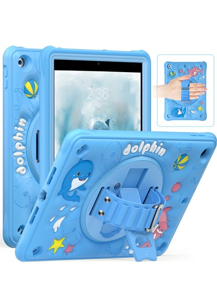 iPad 10.2 (2019 2020 2021) Sevimli Dolphin Pc Silikon Tpu Tablet Kılıfı (Yurt Dışından)