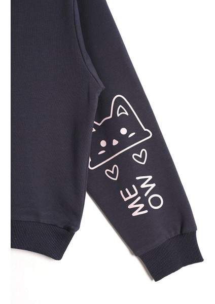 Kapüşonlu Uzun Kol Füme Renk Kız Çocuk Sweatshirt fiyatları