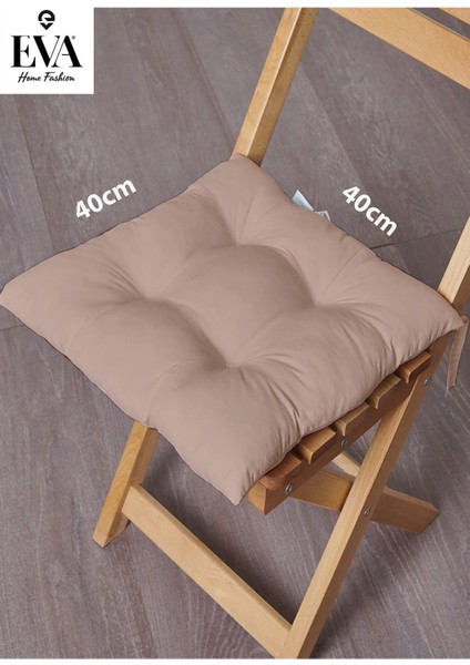 40 x 40 Kahve Renkli Özel Dikim Bağcıklı Pofuduk Sandalye, Koltuk, Tabure Minderi 40X40 cm 1'li Dol