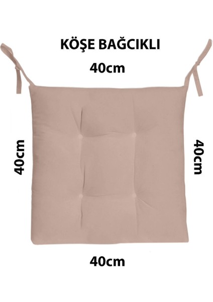 40 x 40 Kahve Renkli Özel Dikim Bağcıklı Pofuduk Sandalye, Koltuk, Tabure Minderi 40X40 cm 1'li Dol