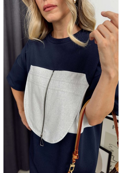 Lacivert Gri Geometrik Kesim Elbise modelleri