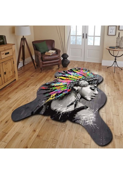 Dekoratif, 3D Baskılı Özel Tasarım, Lazer Kesim, Ince, Kaymaz Taban Halı 116