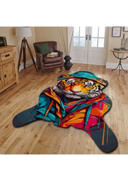 Dekoratif, 3D Baskılı Özel Tasarım, Lazer Kesim, Ince, Kaymaz Taban Halı 106
