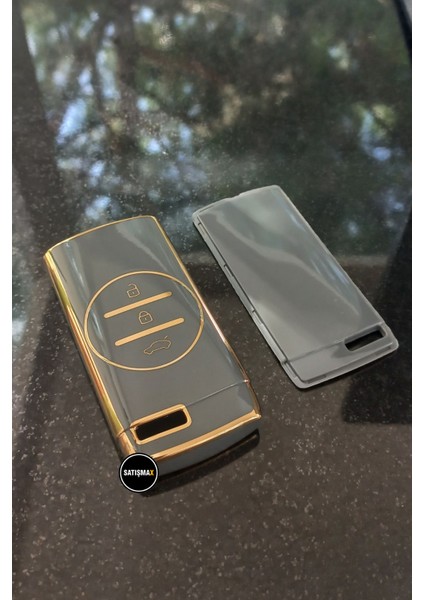 Lüx Chery Tiggo 7 Pro Smart Uyumlu Nano Anahtar Kılıfı Gri - Gold Altın modelleri