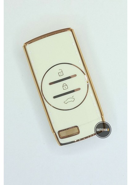 Lüx Chery Tiggo 7 Pro Beyaz Gold Altın Renk 1.ci Kalite 3 Buton Smart Nano Anahtar Kılıfı