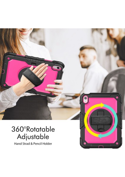 iPad 10.9 (2022) Silikon Pc El Kayışı Tekme Standı Omuz Askılı Drop Proof Tablet Kılıfı (Yurt Dışından)