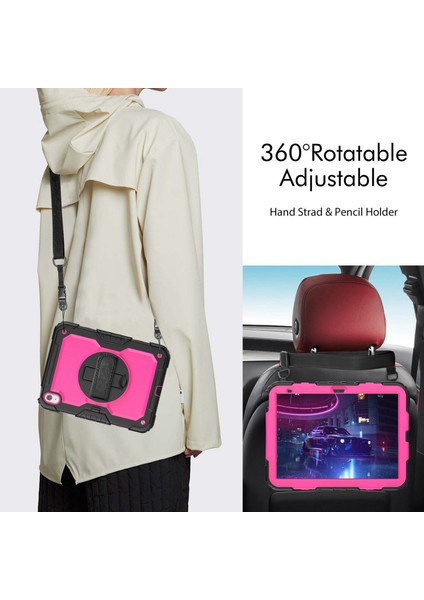 iPad 10.9 (2022) Silikon Pc El Kayışı Tekme Standı Omuz Askılı Drop Proof Tablet Kılıfı (Yurt Dışından)