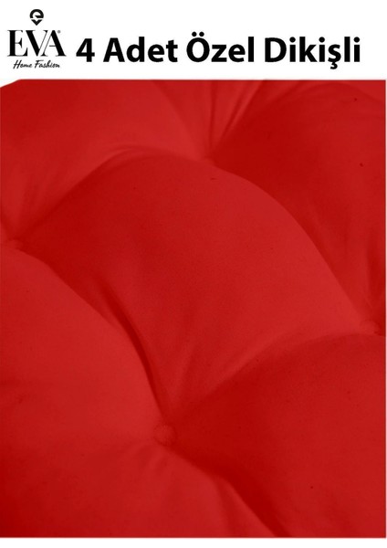 40 x 40 Kırmızı Renkli Özel Dikim Bağcıklı Pofuduk Sandalye, Koltuk, Tabure Minderi 40X40 cm Kırmız modelleri
