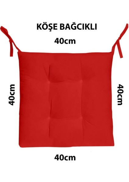 40 x 40 Kırmızı Renkli Özel Dikim Bağcıklı Pofuduk Sandalye, Koltuk, Tabure Minderi 40X40 cm Kırmız fırsatları