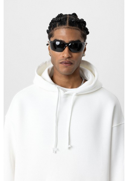 Basıc Oversıze Kapüşonlu Cep Detaylı Sweatshırt Ekru indirimleri