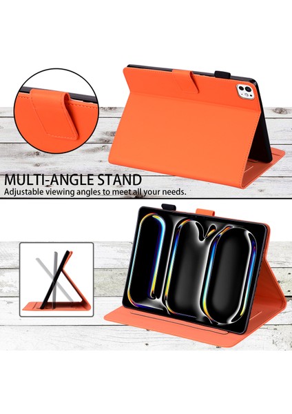 iPad Pro 11 (2024) Standlı Kart Yuvalı Hayvan Desenli Deri Tablet Kılıfı (Yurt Dışından)