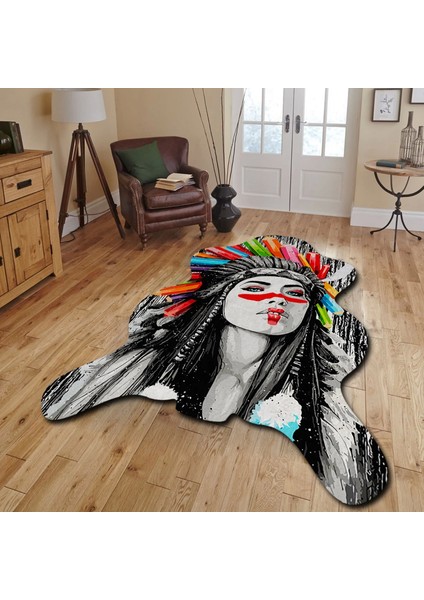 Dekoratif, 3D Baskılı Özel Tasarım, Lazer Kesim, Ince, Kaymaz Taban Halı 104