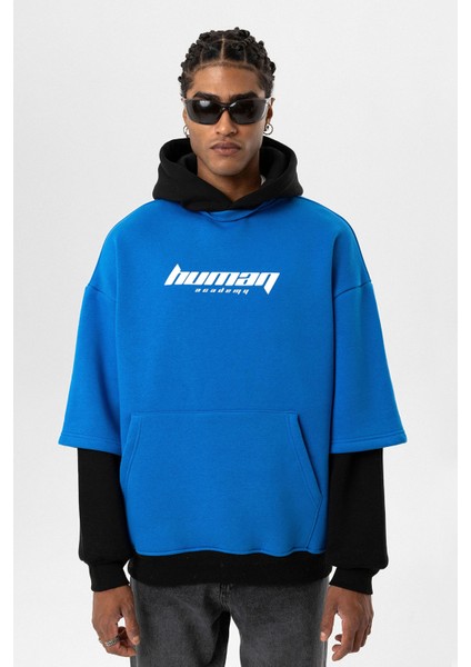 Baskılı Çift Kol Detaylı Oversıze Sweatshırt Turkuaz fiyatları