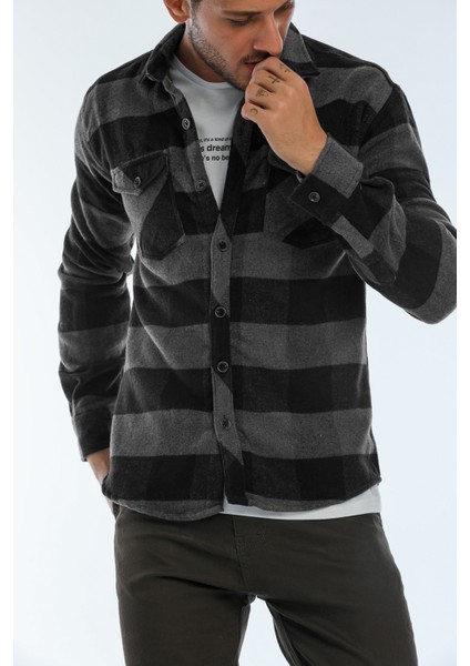 Çift Cep Kapaklı Oversize Kareli Kalın Ekose Oduncu Erkek Gömlek Ceket Shacket fiyatları