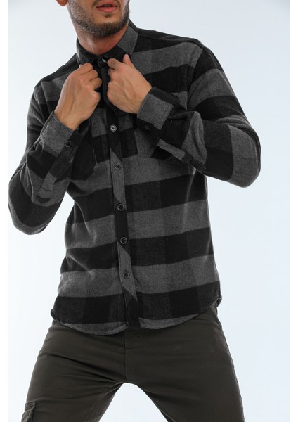 Çift Cep Kapaklı Oversize Kareli Kalın Ekose Oduncu Erkek Gömlek Ceket Shacket modelleri