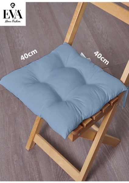 1'li Indigo Mavisi Renkli Özel Dikim Bağcıklı Pofuduk Sandalye, Koltuk, Tabure Minderi 40X40 cm Dol