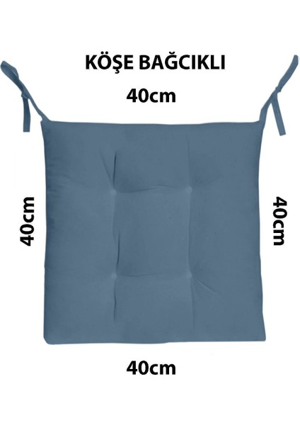 1'li Indigo Mavisi Renkli Özel Dikim Bağcıklı Pofuduk Sandalye, Koltuk, Tabure Minderi 40X40 cm Dol fırsatları