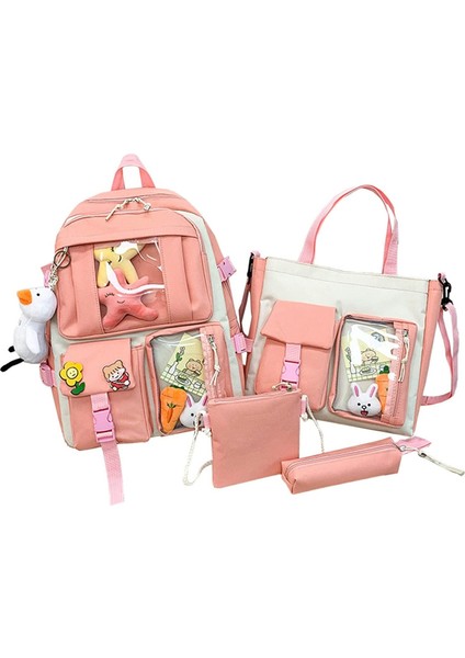 Pin ve Aksesuarlar 4'lü Kawaii Okul Sırt Sırt Çantası (Yurt Dışından)