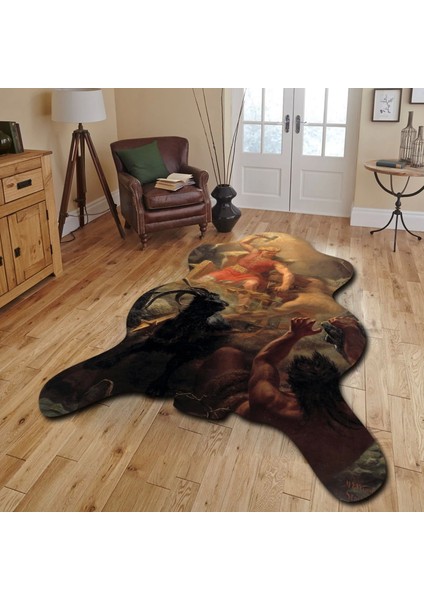 Dekoratif, 3D Baskılı Özel Tasarım, Lazer Kesim, Ince, Kaymaz Taban Halı 72