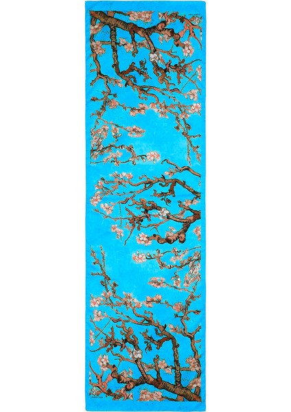 Mavi Badem Çiçeği Ipeksi Fular modelleri