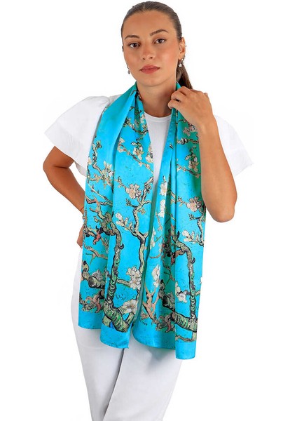 Turkuaz Badem Çiçeği Ipeksi Fular fiyatları