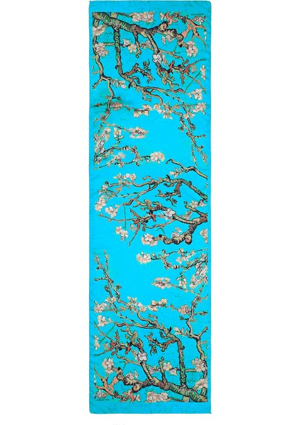 Turkuaz Badem Çiçeği Ipeksi Fular modelleri