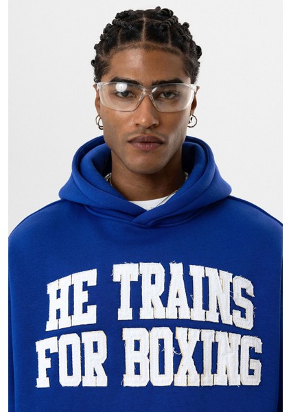 Yazı Baskılı Oversıze Kapüşonlu Sweatshırt Saks fırsatları