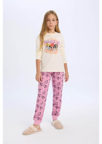 Kız Çocuk Pijama Takımı PowerPuff Girls Uzun Kollu Üst Uzun Alt D2776A824AU