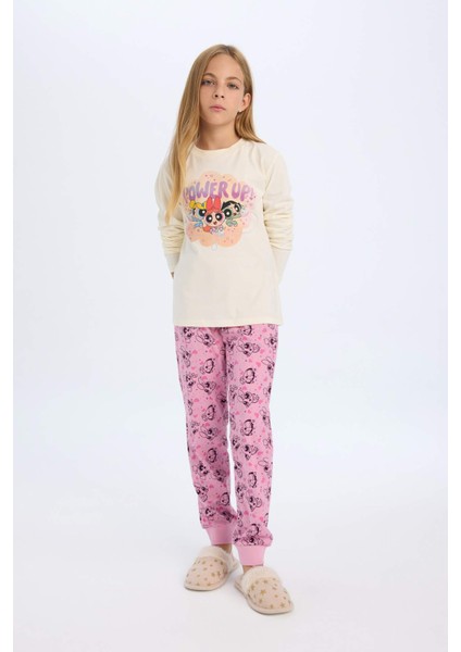 Kız Çocuk Pijama Takımı PowerPuff Girls Uzun Kollu Üst Uzun Alt D2776A824AU