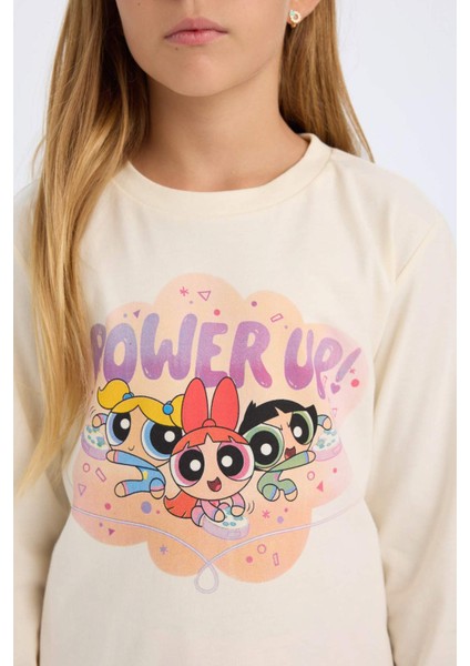 Kız Çocuk Pijama Takımı PowerPuff Girls Uzun Kollu Üst Uzun Alt D2776A824AU