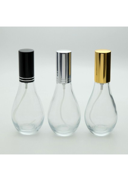 20 Adet Boş Cam Parfüm Şişe, 70 Ml, Armut Model, Şeffaf