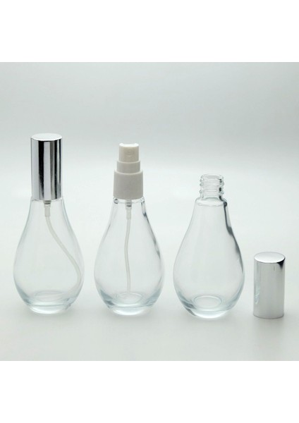 20 Adet Boş Cam Parfüm Şişe, 70 Ml, Armut Model, Şeffaf