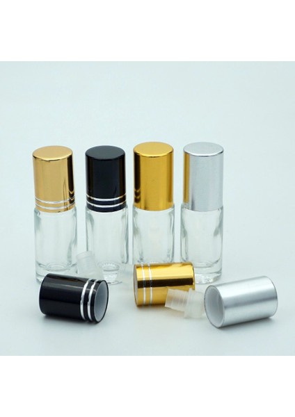 30 Adet Boş Cam Roll-On Şişe, 3 Ml, Silindir Model, Şeffaf