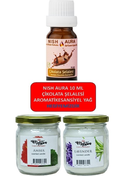 Nish Aura Mystica Serisi- Nish Aura Esansiyel Yağ Hediyeli- 1 Adet 210CC Aloe Vera + 1 Adet 210CC Portakal Kokulu Cam Kavanozda Koku Saklayan Mum Seti